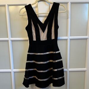 Windsor Black and Cream Striped Mini Dress